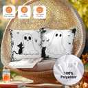 OBSEDE Fall Pillow Covers 18x18 Set of 4, Black Cat Cute Ghost Harvest Cushion Cases Inserts for Sofa Couch Bed Home Decor Thanksgiving Farmhouse Decorations, Single-Sided Print
