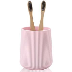 YAUKPH Pink Striped Toothbrush Holder for Electric Toothbrushes Bathroom Organizer for Toothpaste Kids & Adults