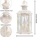 JHY DESIGN Decorative Candle lantern-10inch High Vintage Style Hanging Lantern Metal Candleholder for Indoor Outdoor Events Parities and Weddings (White with Gold Brush)