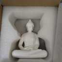 Ceramic Shakyamuni Buddha Statue,LED Light Ring and Backflow Incense Burner | Ceramic with handcarved texture, Fits cone & stick incense, ideal for altars, meditation rooms,Gift for worship practitioners
