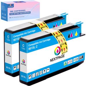 951XL Cyan Ink Cartridges Replacement for HP 951 XL 951XL Ink Cartridges (CN046AN) Work with OfficeJet Pro 8610 8600 8615 8620 8625 276dw 251dw Printer (951XLC 2 Pack)