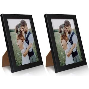 PECULA 2 Pack 5x7 Picture Frame, Black Picture Frame for Wall and Tabletop Display, Resistant Plastic Clear Plexiglass for Vertical or Horizontal Display