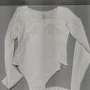 LODAY Long Sleeve Bodysuits for Women Scoop Neck Body Suits Light Compression (Medium, White)