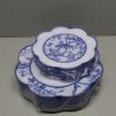 LIYH 60 Pcs Blue Plastic Plates Set - Heavy Duty Floral and White Plastic Plates for Party Wedding Elegant Plate Bridal Shower Floral Dinnerware Set - 10.25" Dinner & 7.5" Dessert Plate