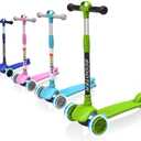 Kick Scooter for Kids Ages 3-8, LED Light 3-Wheels,4 Adjustable Height Foldable Scooter,Outdoor Activities for Toddlers Boys Girls Blue