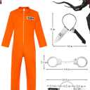 Halloween Costumes for men Prisoner Costume Men  Orange Prisoner Jumpsuit, Scary Headband, Handcuffs (M)