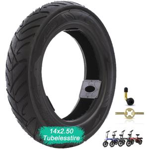 14" Bike Tires Foldable 14x2.50(64-254) Explosion-Proof Solid Electric Bicycle Tire Tubeless Puncture Resistant Ebike Tire Suitable for E Bikes for Men, Kids