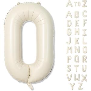 Custom 40 Inch Giant Foil Letter Balloons for Women's Birthday Party - Cream White Beige O, Helium Self Inflating Mylar Alphabet Custom 40 Inch Giant Foil Letter Balloons for Women's Birthday Party - Cream White Beige O, Helium Self Inflating Mylar Alphabet