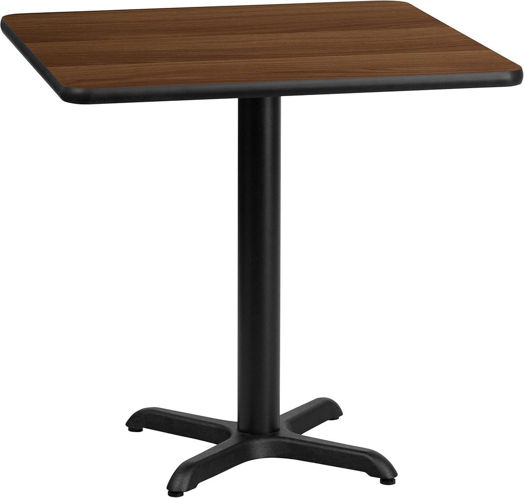 Flash Furniture 30" Square Table and 22x22 X-Base, Walnut, 30"W x 30"D x 31.13"H