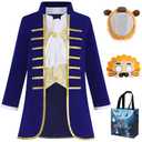 SZ-TONDA Boys Beast Costume - Kids Prince Charming Dress up Colonial Cosplay Halloween Party Royal King Outfit Blue 7-8yrs