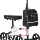BlessReach Economy Knee Scooter Steerable Knee Walker for Foot Injuries Compact Crutch Alternative with Dual Braking System (Pink)