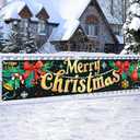 BlissYard Christmas Banner 78x17 Inch Merry Christmas Sign With Garland Bell Candy Cane Bows Holiday Fence Banner For Outdoor Christmas Decorations Porch Yard Decor