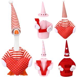 8 pcs Valentines Mini Desk Goose Outfits 7 Inch Valentines Desktop Goose Clothes Costume Headwear Accessory for Desktop Home Key Holder Decor