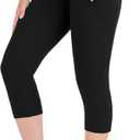 Nirlon Capri Leggings with Pockets - Capri Leggings with Pockets for Women Breathable High Waisted Capri Leggings for Women (X-Large, Black)