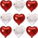 3 x 30 pcs Heart Balloons 18" Foil Love Balloons Mylar Balloons heart balloons for Valentines Day Propose Marriage Wedding Anniversary Backdrop Birthday Party Supplies (Red+Silver)