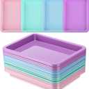 20 Pcs Plastic Art Sand Trays Multicolor Stackable Activity Sensory Tray Paint Mixing Crafts Organizer Serving Accessories for DIY Bead Painting Project, 9.65 x 7.28 x 0.9 Inch (Fresh Color)