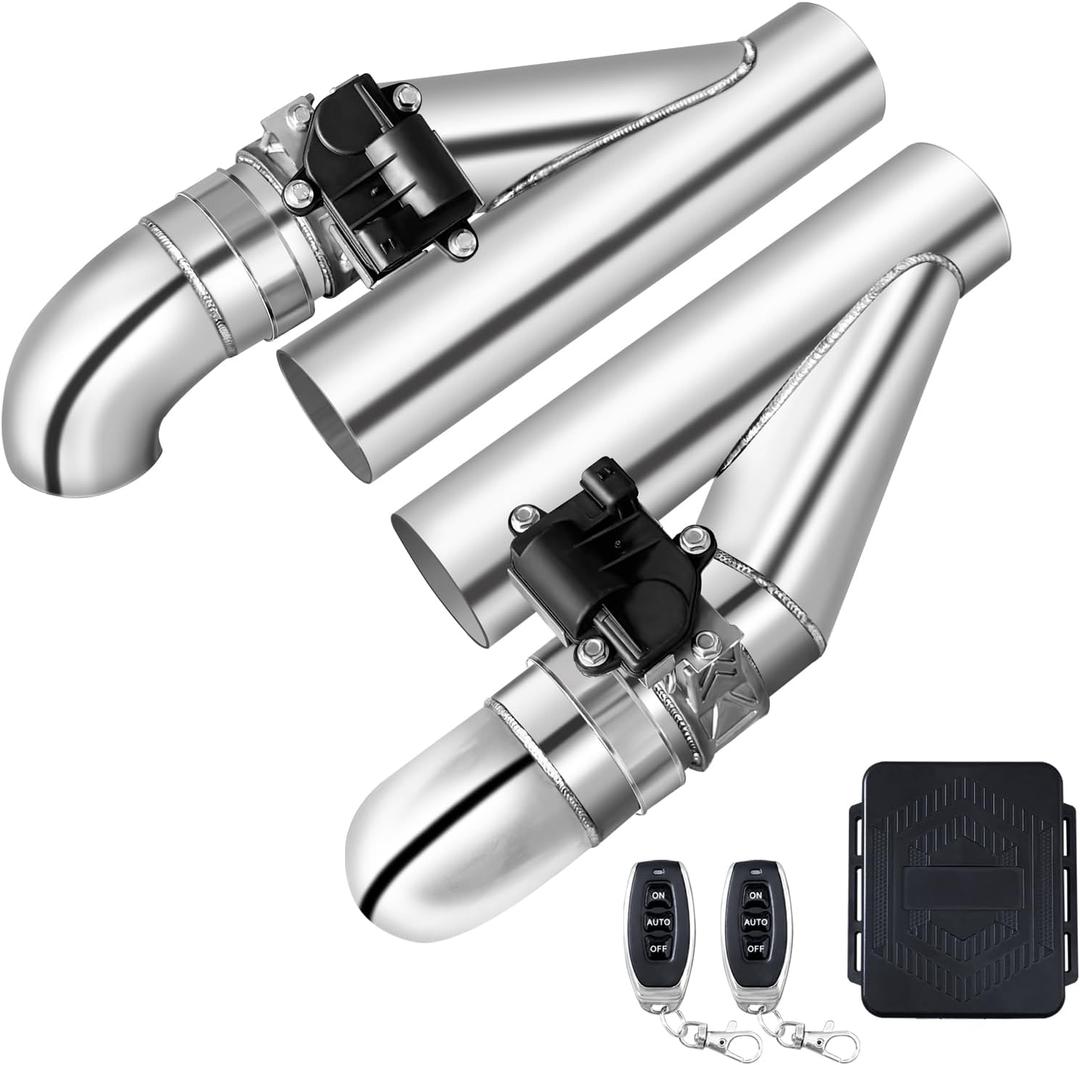 3 Inch Electric Exhaust Cutout with Elbow Valved Muffler Valvetronic Exhaust Valve Kit (2 pcs)