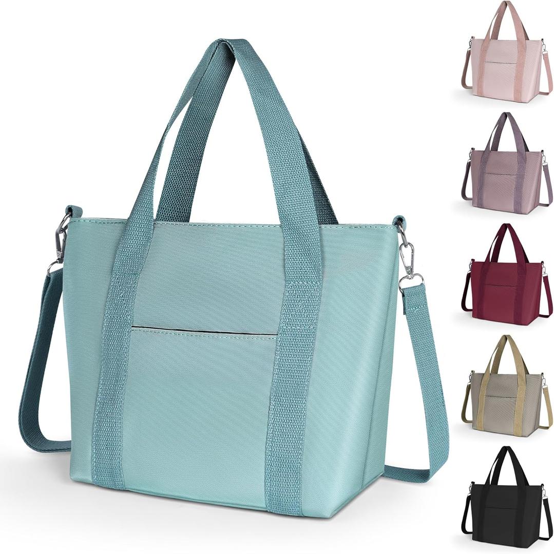 Geestock Small Tote Bag for Women with Zipper, Cute Casual Tote Purse Bag, Waterproof Top Handle Shoulder Crossbody Handbag (Mint Green)