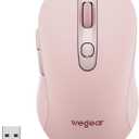 USB Wireless Mouse for Laptop PC Mac, 2.4GHz Cordless Mouse with 6 Buttons, 5-Level Adjustable 4000 DPI, Ergonomic Portable Optical Computer Mice, 24-Month Battery Life-Pink