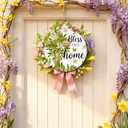 Spring Wooden Wreaths for Front Door Easter Butterfly Welcome Sign Summer Birds Flowers Decor Jesus Spring Decorations for Home Party