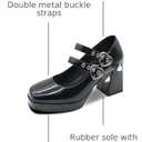 Women's Square Closed Toe Platform Chunky Strappy Block Heels Goth Mary Janes Shoes