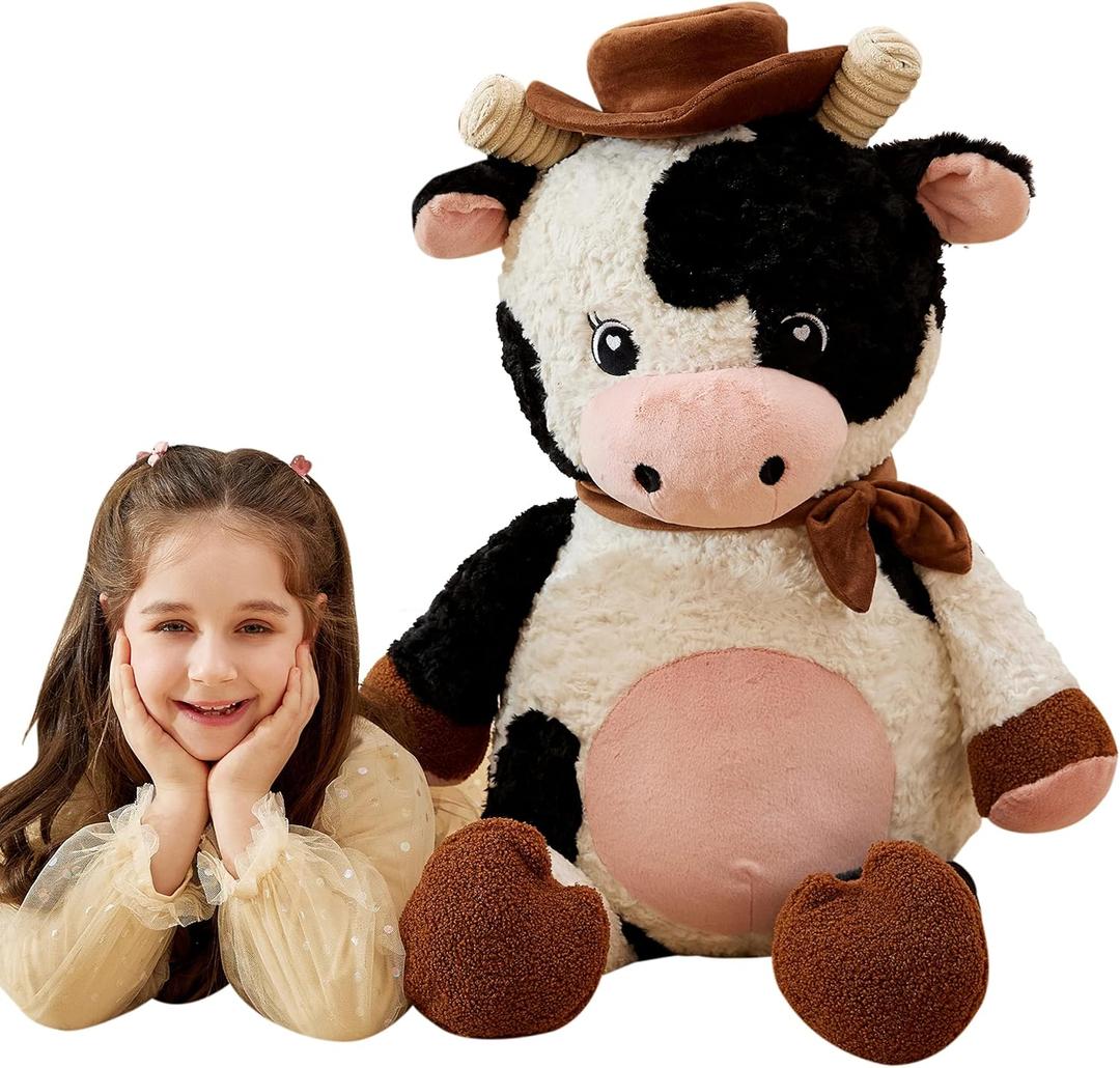IKASA Giant Cow Stuffed Animal Plush Toy,30 Inches Large Big Jumbo Soft Toys, Huge Size Cute Fluffy Plushy Fat Oversized Plushie