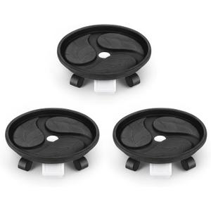 Looca Plant Caddy with Wheels and Drainage Tray, 13Rolling Plant Stand Flower Pot Mover, Planter Caddies Round Plant Dolly for Heavy Duty Planter, 3 Pack, Bearing 120 lbs (Black)