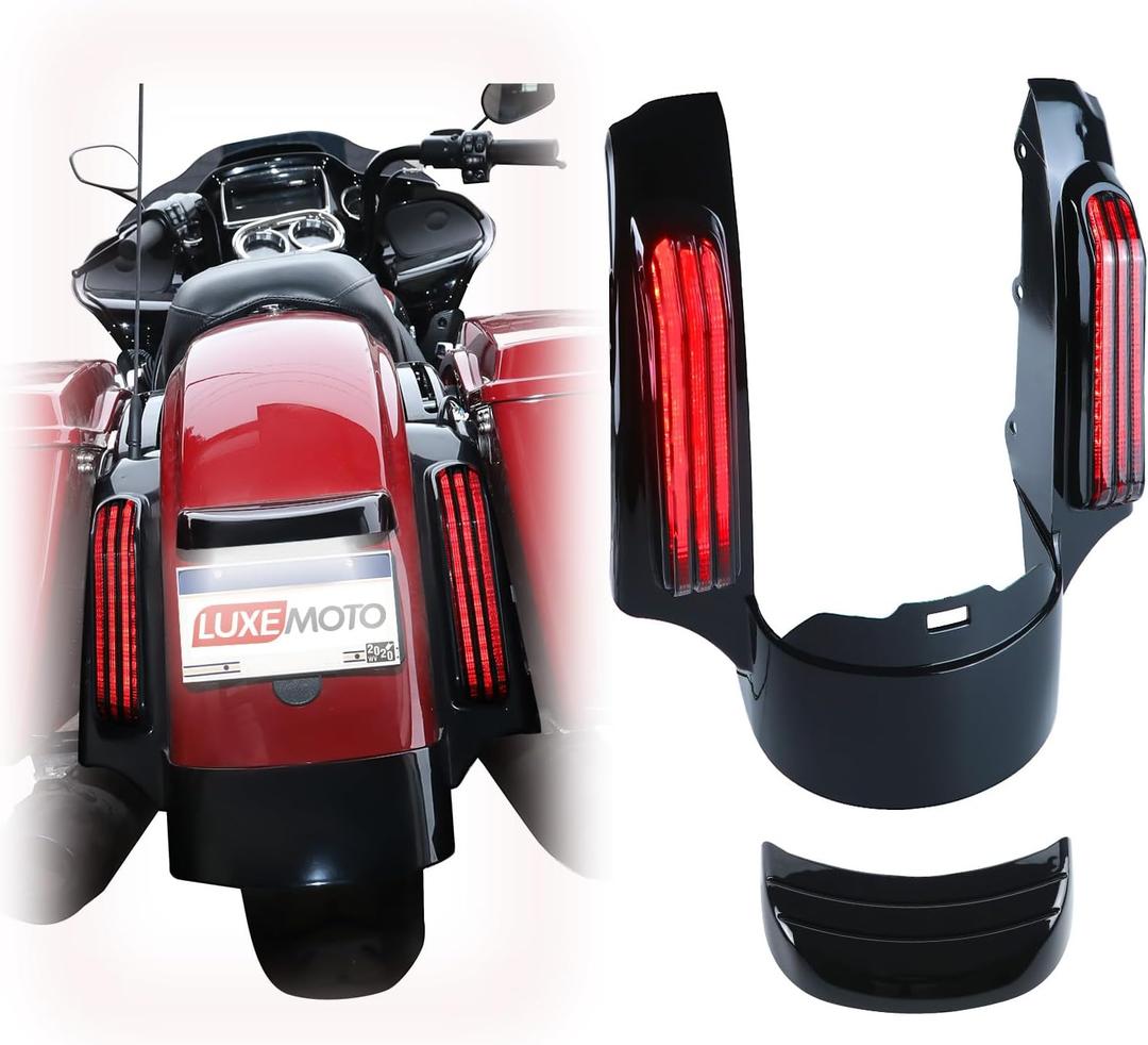 LED Rear Fender Fascia Set,Fender Extension Kit with Integrated Stop Tail Turn Signal Lights for Harley Davidson Touring Road King, Electra Glide, Road Glide, Street Glide 2014-2023 Accessories