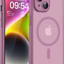TOCOL Magnetic for iPhone 14 Case, Upgraded Full Camera Protection, Compatible with Magsafe, 15FT Drop Protection, Translucent Matte Back Phone Cover 6.1 inch (Lilac Purple)