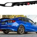 Rear Diffuser with LED Red Brake Lights Compatible with 2022-2026 Honda Civic, MC Style FE180 JDM Rear Bumper Kit Fit for EX LX Si Sport 4 Door Sedan with Pilot Lamp (Glossy Black)