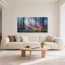 ZSHARTSWD Forest Light Wall Art for Living room Morning Sunlight Forest Pictures Trees Canvas Prints Nature Landscape Painting for Bedroom Office Decor Framed (Purple, 12L x 24W)