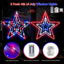 2 Pcs 4th of July Window Decorations Lights, 13.8In Red White and Blue Lights Patriotic Star Light Battery Operated with Timer & 8 Modes 4th of July Decorations Indoor for Home Porch