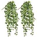 Hollyone 2pcs Artificial Hanging Plants 35.4" Fake Ivy Vine Faux Ivy Leaves Fire and UV Resistant Hanging Plant Wall Greenery for House Room Patio Indoor Outdoor Home Shelf Office Wedding Decor