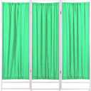 6 ft Tall Rolling Medical Privacy Screen on Wheels, Folding Portable Room Divider, Temporary Partition Wall Panels for Office, Beauty Salon, and Hospital (3 Panel-Green)