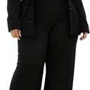 IyMoo Women Plus Size Pants Suits 3 Piece Set Long Sleeve Blazer Pants Suit Sets Dressy Business Casual Office Work Outfits (Black)