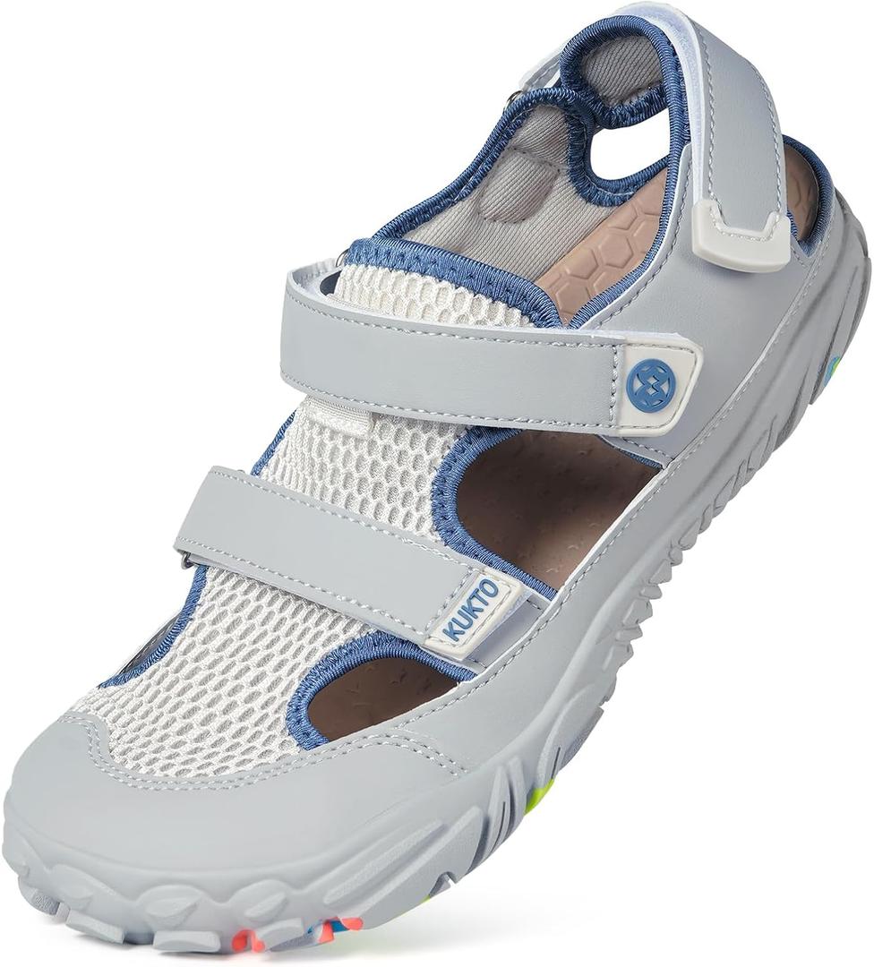 Mens Womens Water Shoes Barefoot Beach Sandals Wide Width Quick Dry Swim Aqua Shoes with Arch Support for Pool Diving Hiking Kayaking Outdoor Sport Athletic Summer (Grey)