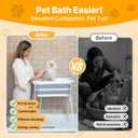 Beberoad 2 in 1 Dog Bath Tub Dog Washing Station for Bathing and Grooming, Elevated Collapsible Foldable Portable Shower Bathtub for Small Dogs Cats Pet, Indoor and Outdoor