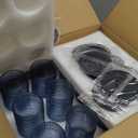 Hobnail Drinking Glasses Set of 12 Count, Vintage Glassware, Old Fashioned Glasses, 6 Highball Bubble Drinking Cups 14.5 oz, 6 Rocks Cups 10 oz with 6 Silicone Coasters, Blue