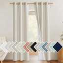 NICETOWN Natural Full Blackout Boho-Chic Linen Curtains 80 inch Long 2 Panels Set for Cafe Window, 34 inch Wide, Thick Linen Blend Drapes, Insulated Window Covers Draperies with White Backing
