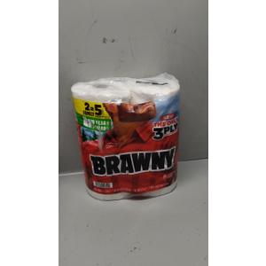 6 pack of Brawny Tear-A-Square 3-Ply Paper Towels, 2 Triple Rolls = 6 Regular Rolls, Strong, Absorbent, and Durable with 3 Sheet Sizes (Quarter, Half, Full)