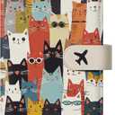 Passport Holder for Travel Essentials, RFID Blocking Leather Cover Wallet with Magnetic Closure, Aesthetic & Cute Passport Book Case for Women and Men - Cat