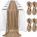 LemonRoad 4 Pcs 20ft Cheesecloth Table Runners Extra Long Boho Rustic Gauze Fabric Cheese Cloth Runner for Wedding Decorations Baby Shower Party Supplies Boho Table Bridal Shower Decor (Nude)