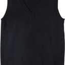 ZUEVI Women's Sweater Vest Classic V Neck Uniform Pullover Knitwear Tops Sleeveless Knitted Sweaters Vests (Large, Black)