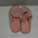 EverFoams Womens Fuzzy Open-toe Slippers Soft Comfy Memory Foam Indoor House Shoes (11-12, Dusty Rose)