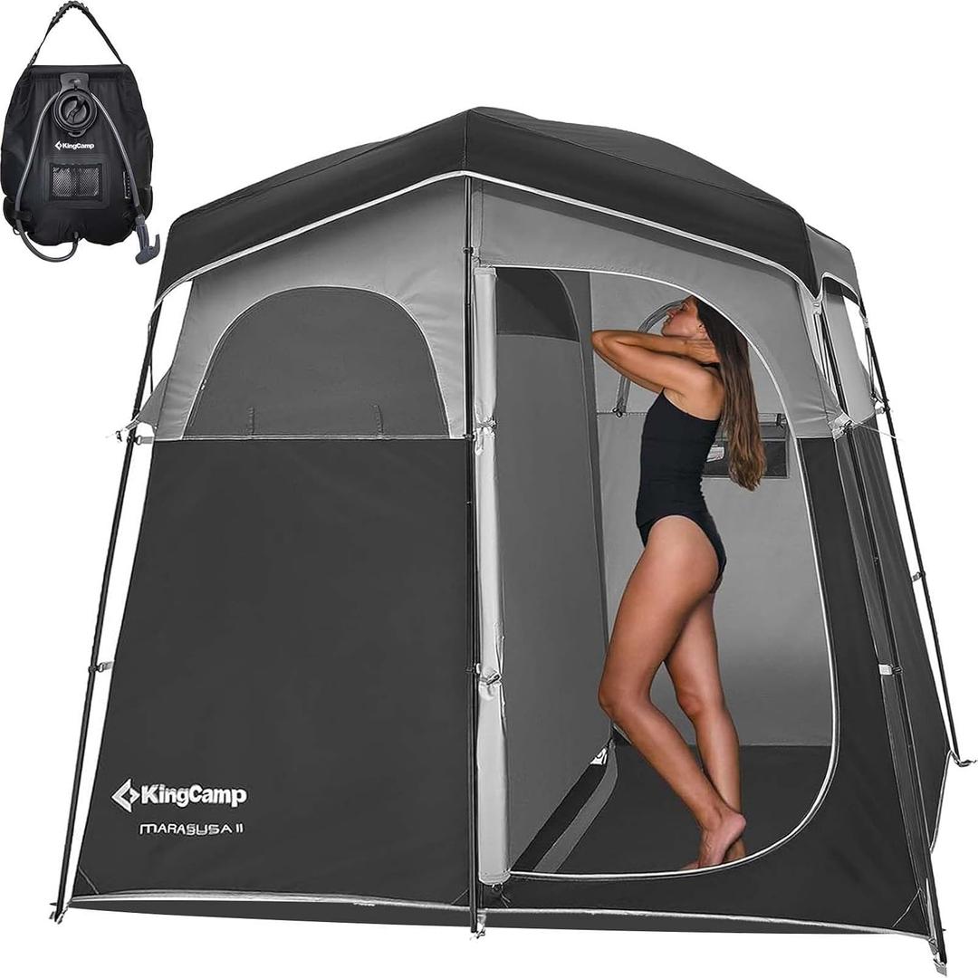 KingCamp Shower Tent, Portable Privacy Tent Outdoor Camping 1/2 Room Toilet Tents with Shower Bag & Dressing Room for Beach, Camping & Hiking
