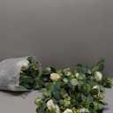 TOCHGREEN 4 Pack Artificial Eucalyptus Flower Garland with White Roses, Fake Rose Flower Greenery Garland Floral Vines for Wedding Home Party Table Runner Decor (4PCS, White)