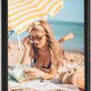 20x24 Wood Frame Black, Rustic Natural Wooden 24x20in Poster Picture Frame, Distressed 20 x 24inch Woodgrain Gallery Photo Frame with HD Plexiglass, Horizontal Vertical Wall Mounting Display 1pcs