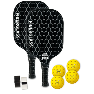 Feel my rhythm Pickleball Paddles Set of 2 with 4 Balls - USAPA Approved Fiberglass Surface, Lightweight, Non-Slip Grip - Premium Paddle Set for All Skill Levels Indoor & Outdoor