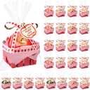 Mimorou 24 Set DIY Teacher Appreciation Gift Basket Kit Mini Apple Treat Baskets Empty Bulk 4.3 Inch for Candy Snack Cookie, Small Thank You Teacher Gifts for End of Year Classroom Party Favors