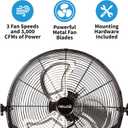 NewAir WindPro18W Wall Mount Fan | High-Velocity Industrial, Shop or Garage Fan | 3 Speed Settings | 3000 CFM | Black